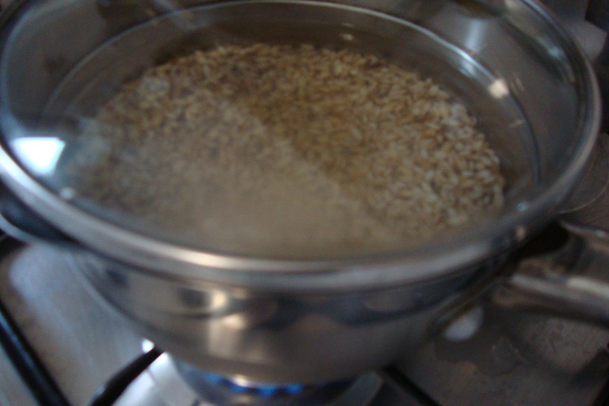 barley is boiled