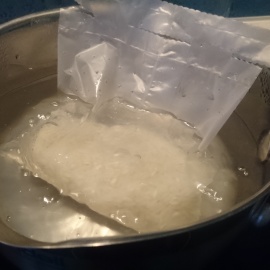 rice in boiling water