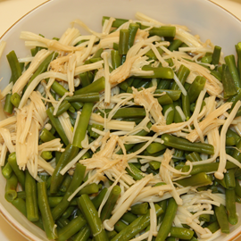 green beans with enoki