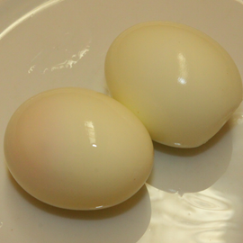 boiled eggs with enoki mushroom salad