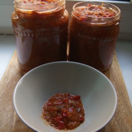 ready-made eggplant caviar in jars