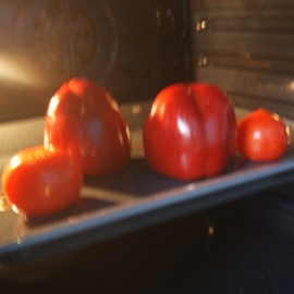 peppers and tomatoes are baked