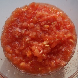 chopped tomatoes for lecho