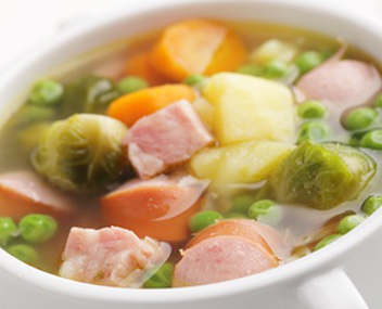 how much to cook soup with sausages
