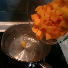 put the pumpkin in boiling water