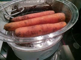 boiled carrots in a double boiler